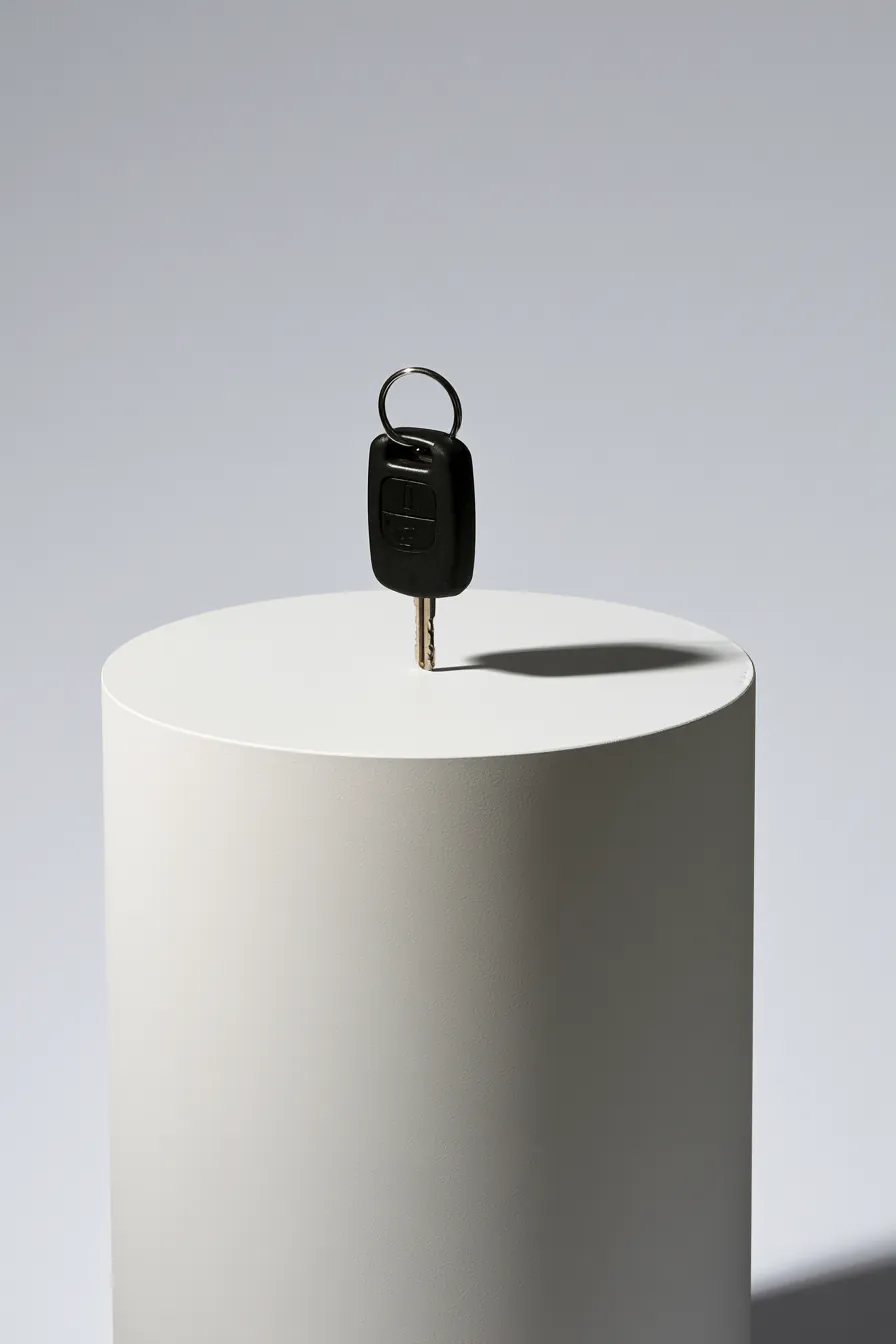 Single car key representing a vehicle waiting on an auto repair loan