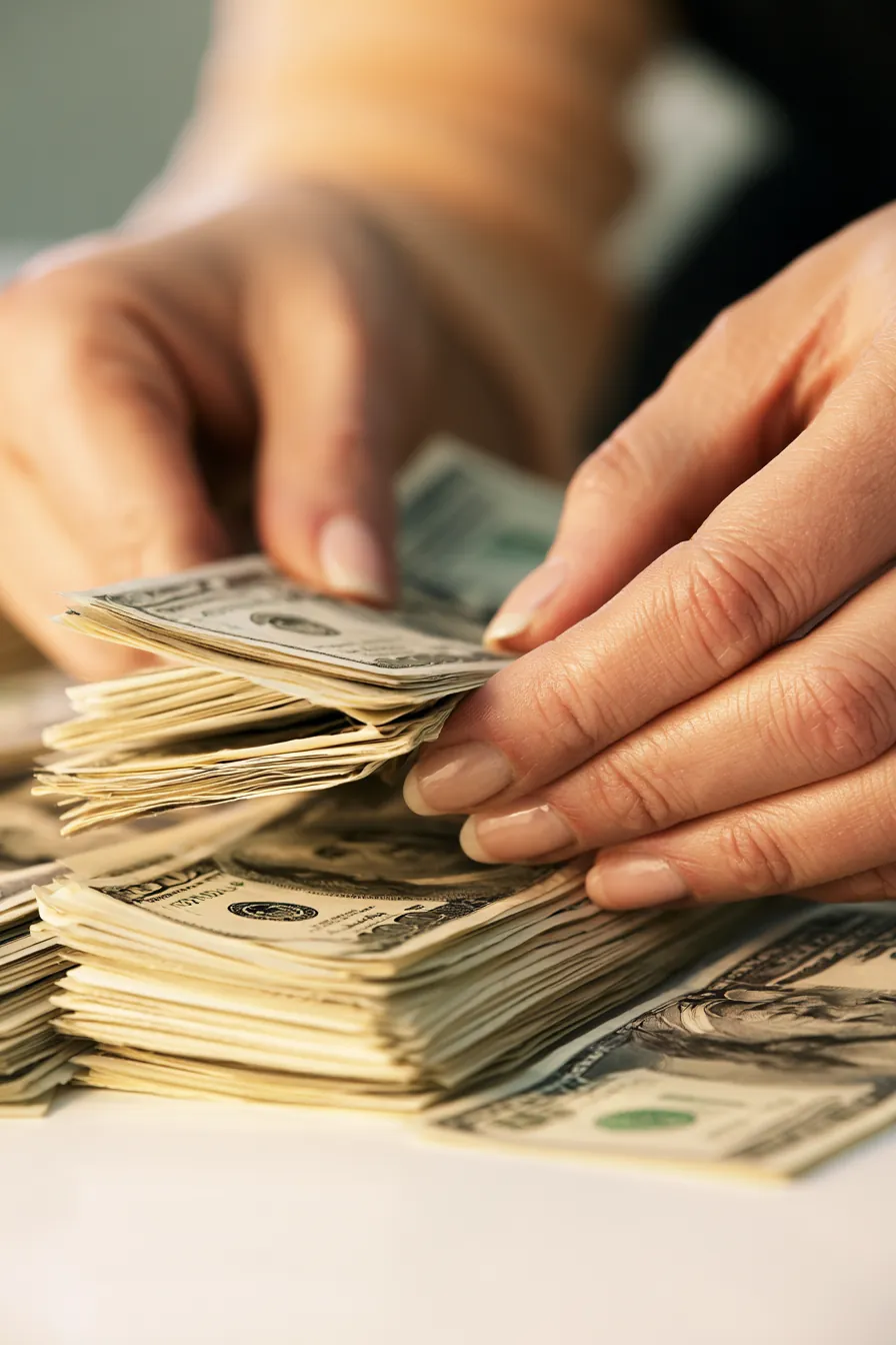 American hands counting personal loan funds for a planned expense