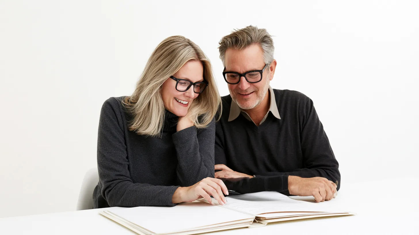 American couple reviewing one consolidated loan folder together