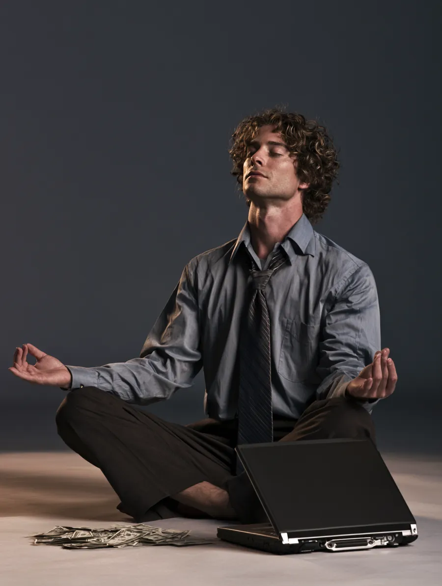 Calm American man representing financial peace after credit setbacks